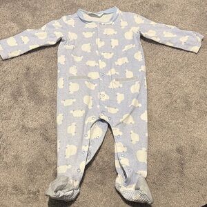 Mayoral Light Blue and White Footed One Piece